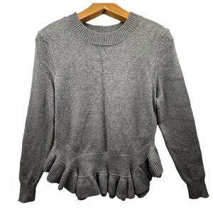 Anthropologie DRA Los Angeles Womens Sweater S Gray Peplum Ruffle Modern Girlie